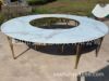 Golden stainless steel round table glass marble road desktop manufacturer wholesale