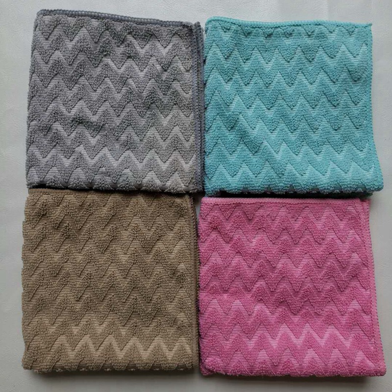 Ultra-fiber polyester wavy jacquard towel small square towel/cleaning cloth/dishwashing towel factory clearance special treatment