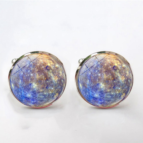 Galaxy Planet Planet Time Gem Men's Cufflinks Crystal Glass Cufflinks French Cuff Pins Wholesale
