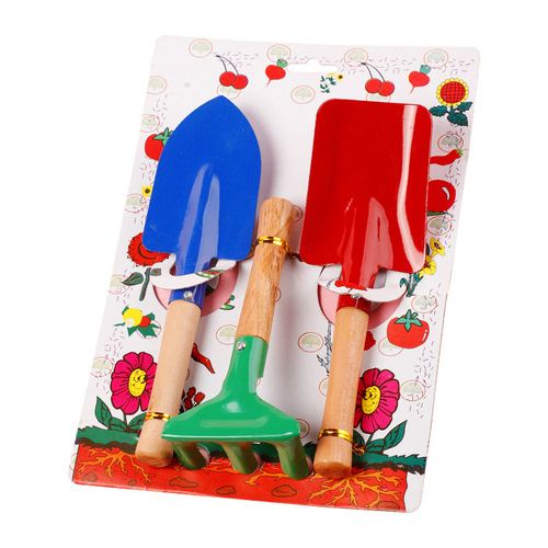 Gardening shovel three-piece set for children digging sand and planting potted plants shovel tools beach iron bucket digging sand soil gift wholesale