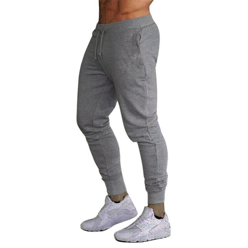 Men's Athletic Joggers Leisure Running Ankle Pants Elastic Fitness Solid Color