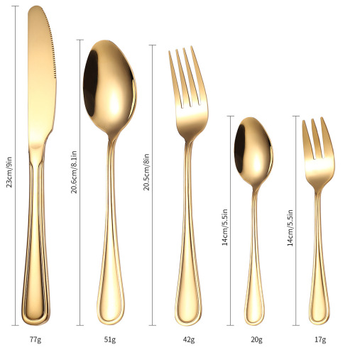 Factory Cross-border Supply Stainless Steel Tableware Set 20-Piece Set Creative Gold Color Household Western Dinner Knife Fork Spoon