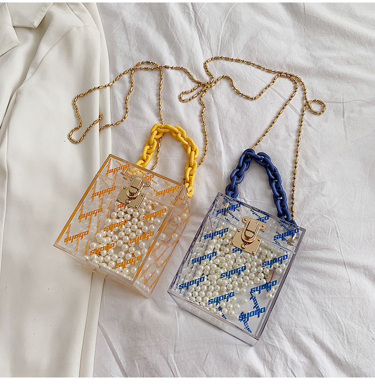 Summer New Trendy Korean Wild One-shoulder Messenger Chain Transparent Portable Jelly Bag display picture 16