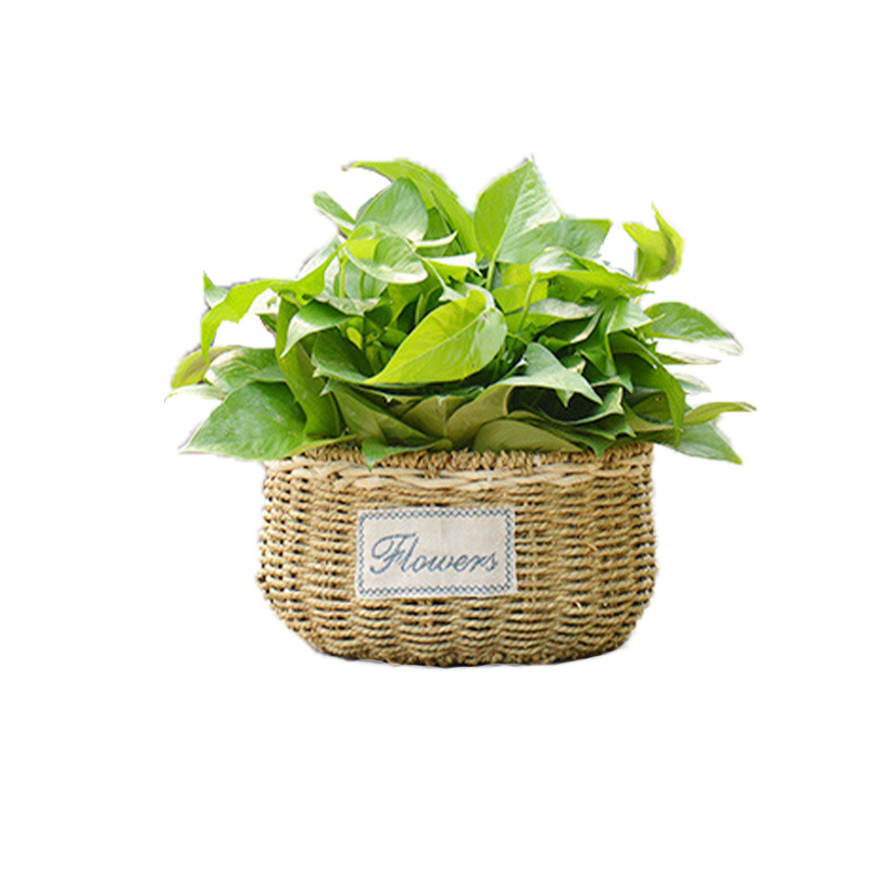 Directo de fábrica cesta de flores de paja tejido nórdico hecho a mano mimbre ratán jardín decoración boda flor cesta flor maceta