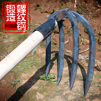 Iron rake Forged Rakes Turn the soil Farm tools Vegetables Loose soil cement Vegetable garden Reclamation Clamming Agricultural Tools