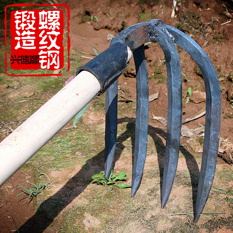 Iron rake Forged Rakes Turn the soil Farm tools Vegetables Loose soil cement Vegetable garden Reclamation Clamming Agricultural Tools