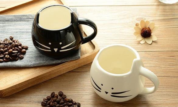 创意新品黑白猫陶瓷杯可爱情侣杯子咖啡杯实用马克杯子 猫咪杯子详情3