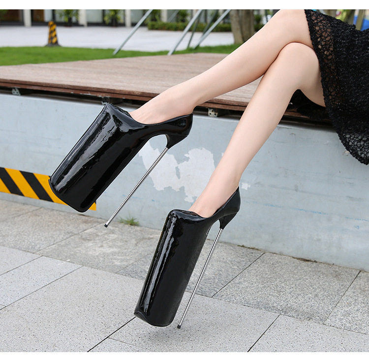 Giày cao gót nữ gót nhọn siêu cao trên 8 cm mũi tròn — Màu đen, Màu đỏ, Đỏ đào chi tiết 20