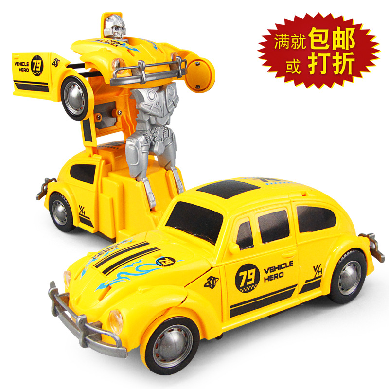 Eléctrico universal escarabajo deformación coche música luz deformación robot simulación clásico coche modelo coche de juguete