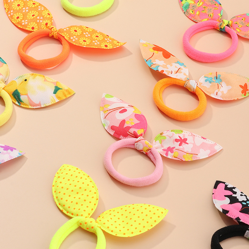 Fashion Mixed Color Fabric Printing Small Hair Ring  Wholesale display picture 4