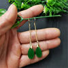 Fashionable green long earrings jade heart-shaped