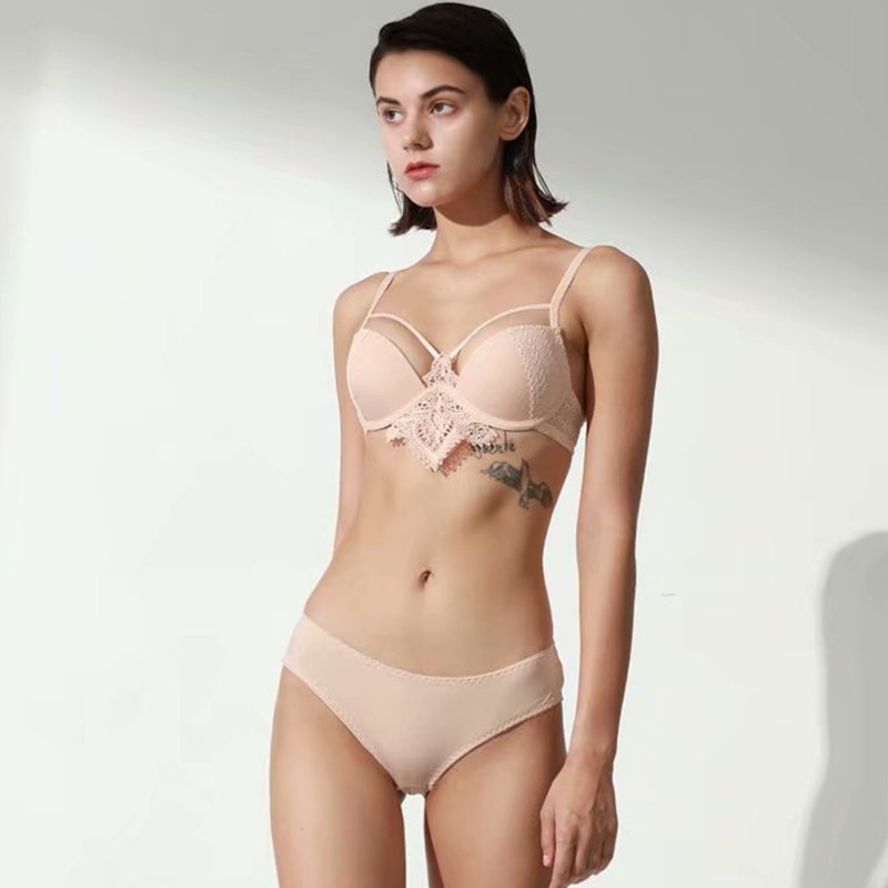 New Sexy Lace Spliced Steel Ring Gathering Top Support Setting for Large Women's Bra Set_voghion.com