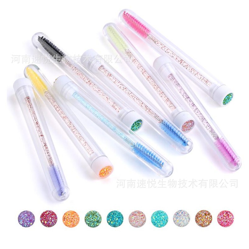 Foreign Trade Eyelash Brush Tube with Drill Eyelash Comb Eyelash Brush Portable Cosmetic Solid Rod Tube Brush
