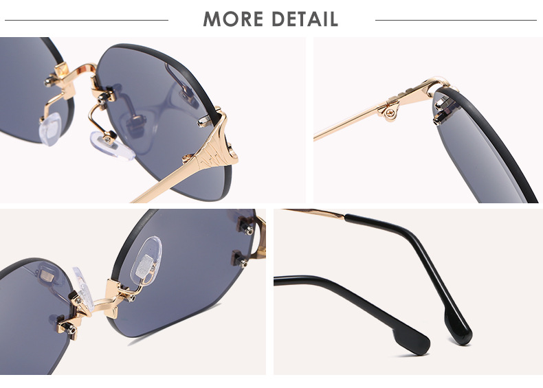 New Style Small Oval Frameless Multicolor Metal Sunglasses display picture 5