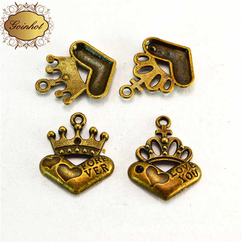 A2820 ancient youth 2.4 grams of retro love crown pendant eternal love couple series accessories 30/set 3