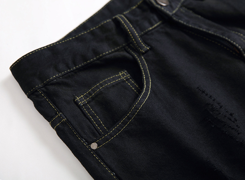 boy 2019 New Cross-Border Fashion European And American Style Ripped Men's Washed Light White Straight Large Size Jeans Men_viptrois.com