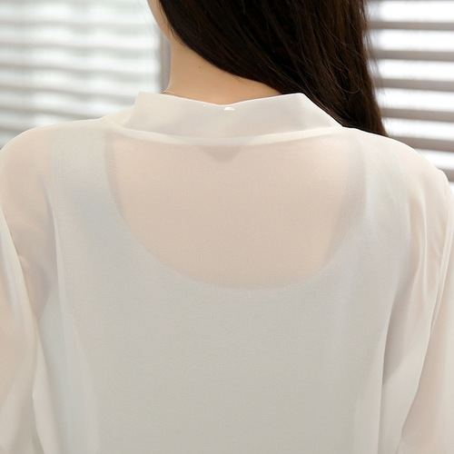 2025 Summer Sunscreen Women's Summer Thin Chiffon Open Cardigan Small Shoulder Scarf Loose Short Sleeve Short Jacket Fashion Matchable
