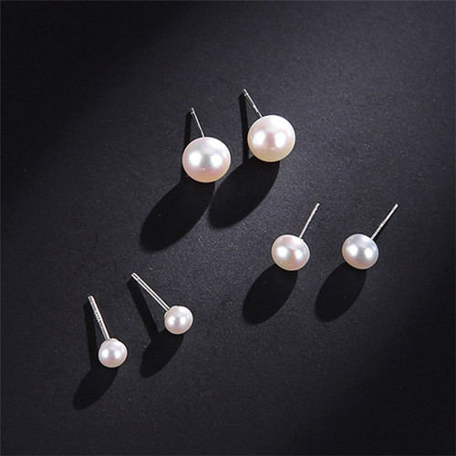 925 Silver Needles Pearl Earrings in Multiple Sizes, Simple and Versatile Pearl Earrings, Ear Piercing Silver Needles, Wholesale