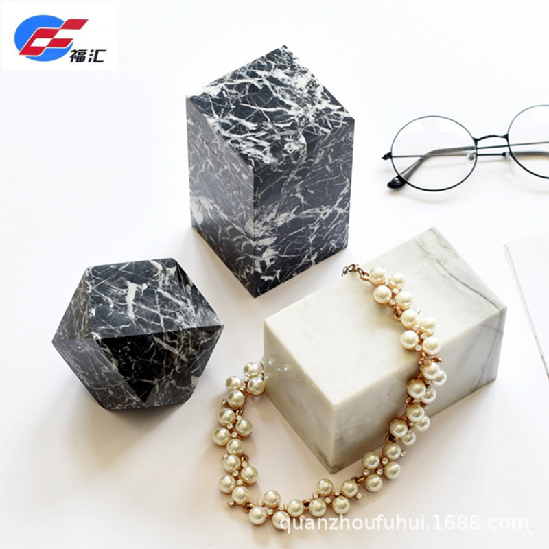 北欧式天然大理石珠宝首饰展示道具样板房客厅书房酒柜装饰品摆件