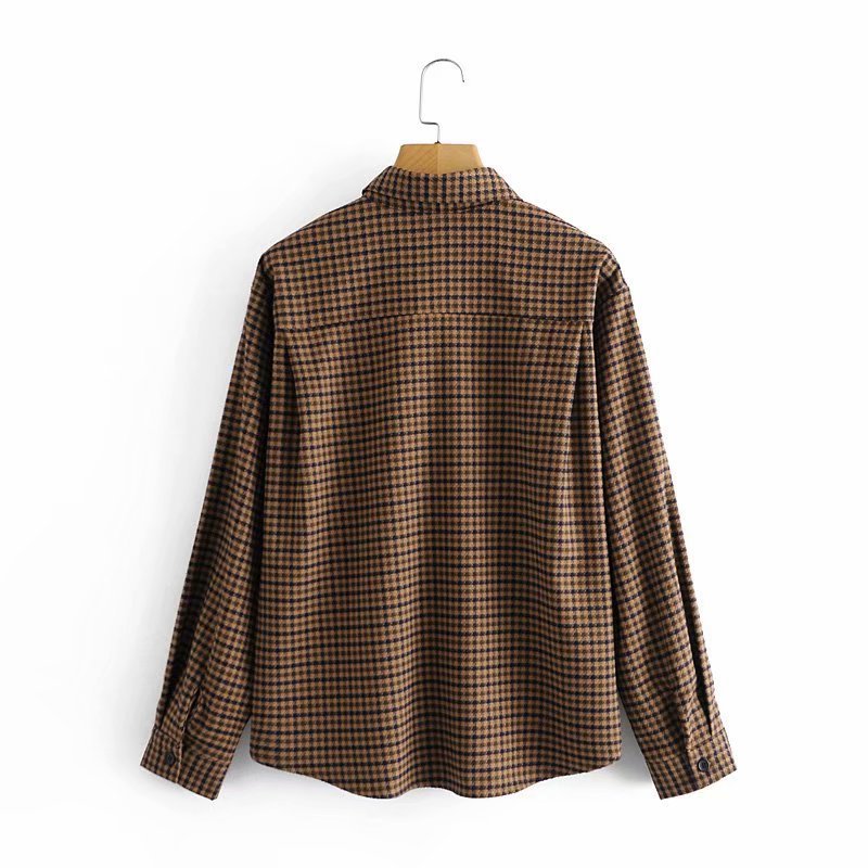 retro houndstooth check all-match shirt  NSAM18012