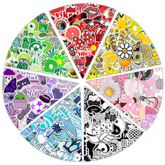 50 colorful style yellow blue pink fresh Amazon luggage stickers waterproof graffiti stickers