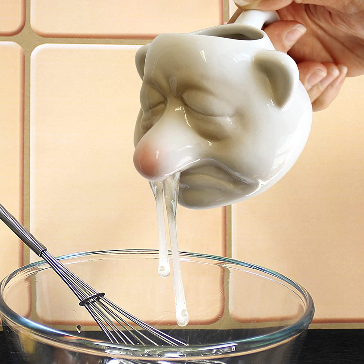 Cerámica creativa utensilios de cocina mocos enano huevo blanco separador de cerámica nariz grande huevo blanco yema de huevo filtro