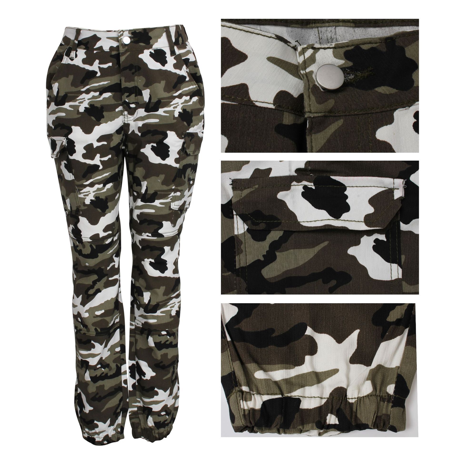 Robe femme slim imprimé camouflage décontracté petit pied pantalon_voghion.com