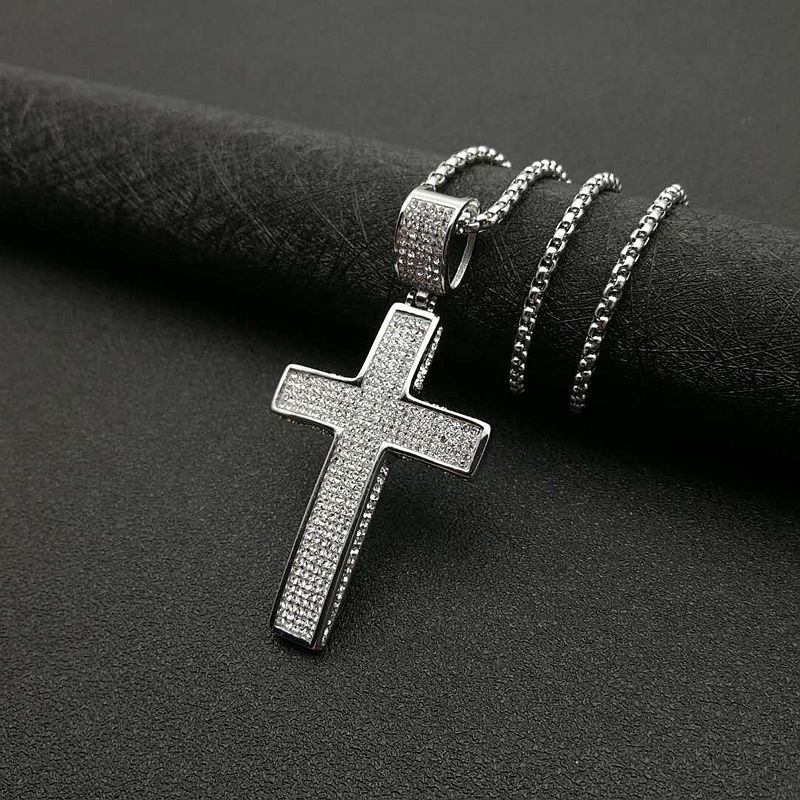 Cross Pattern 1 Piece Hip-hop Cross Titanium Steel Men's Pendant Necklace