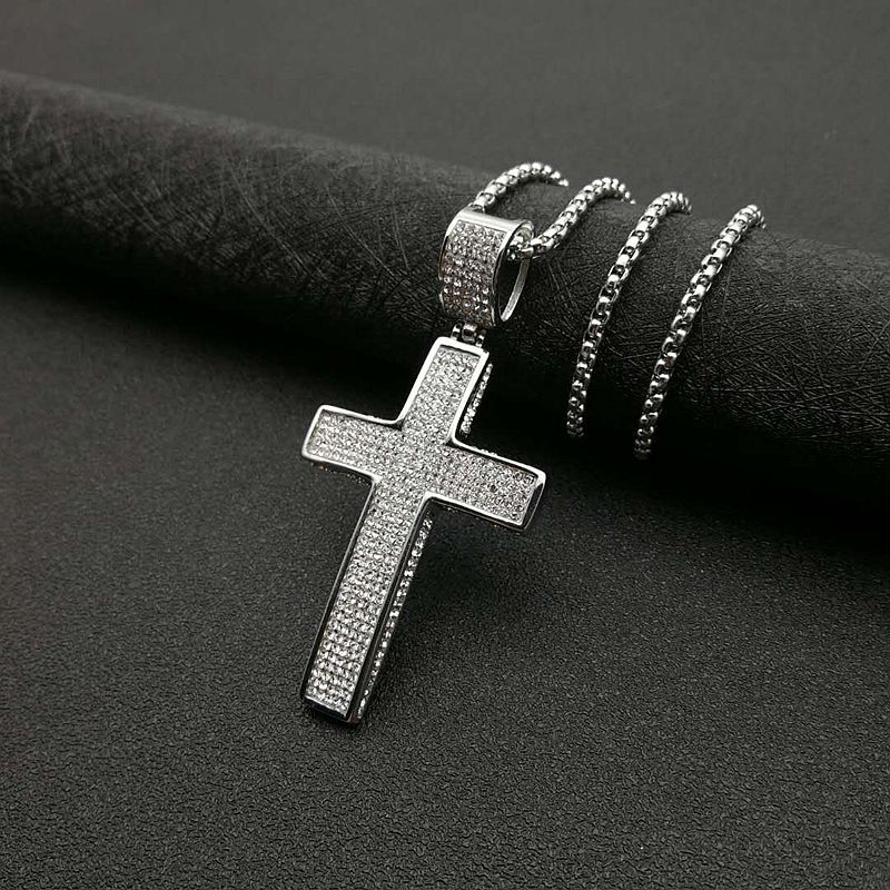 1 Piece Hip-hop Cross Titanium Steel Men's Pendant Necklace display picture 4