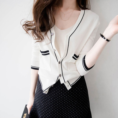 小香风开衫外套女针织衫春秋装短款2021新款毛衣上衣女外搭夏季薄|ms