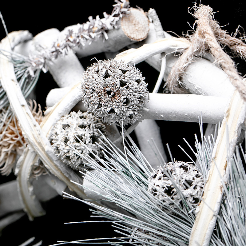 Navidad de madera guirnaldas de vinas anillo de decoración de Navidad colgante de vinas blancas colgantes de puertas colgantes de pared de cafetería del centro comercial