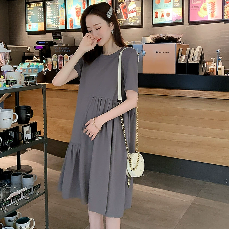 Летняя длинная одежда для беременных, вязаное платье, oversize, миди