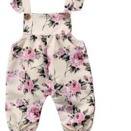 2020 新生婴儿服装吊带夏装花猴小女孩的衣服