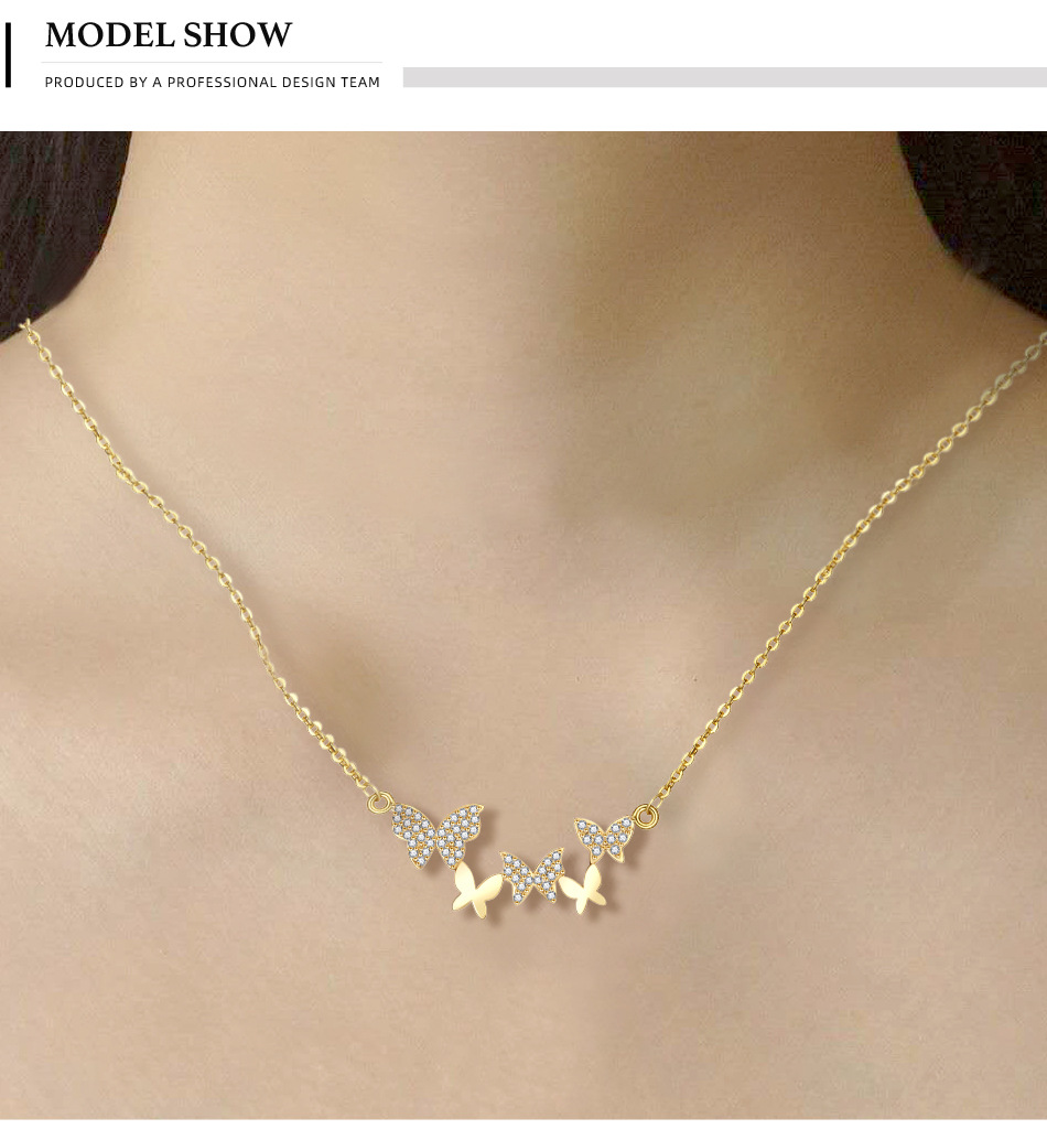 Butterfly Necklace Gold Zircon Collarbone Necklace