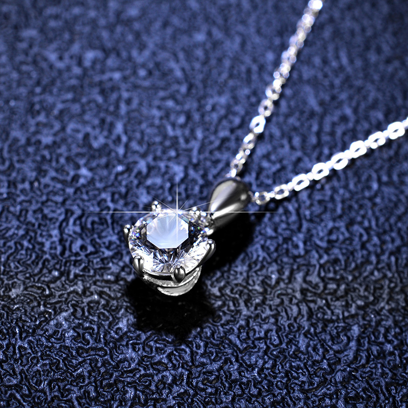 7g Weight Moissanite, Zircon Inlay Material Pendant Necklace Classification 925 sterling silver Chain Material 1 Piece Quantity 925 Sterling Silver Moissanite Zircon Inlay Rhombus Pendant Necklace
