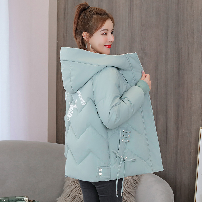 2020韩版棉衣女士新款韩版印花棉服女装短款连帽宽松冬季棉袄外套|ms