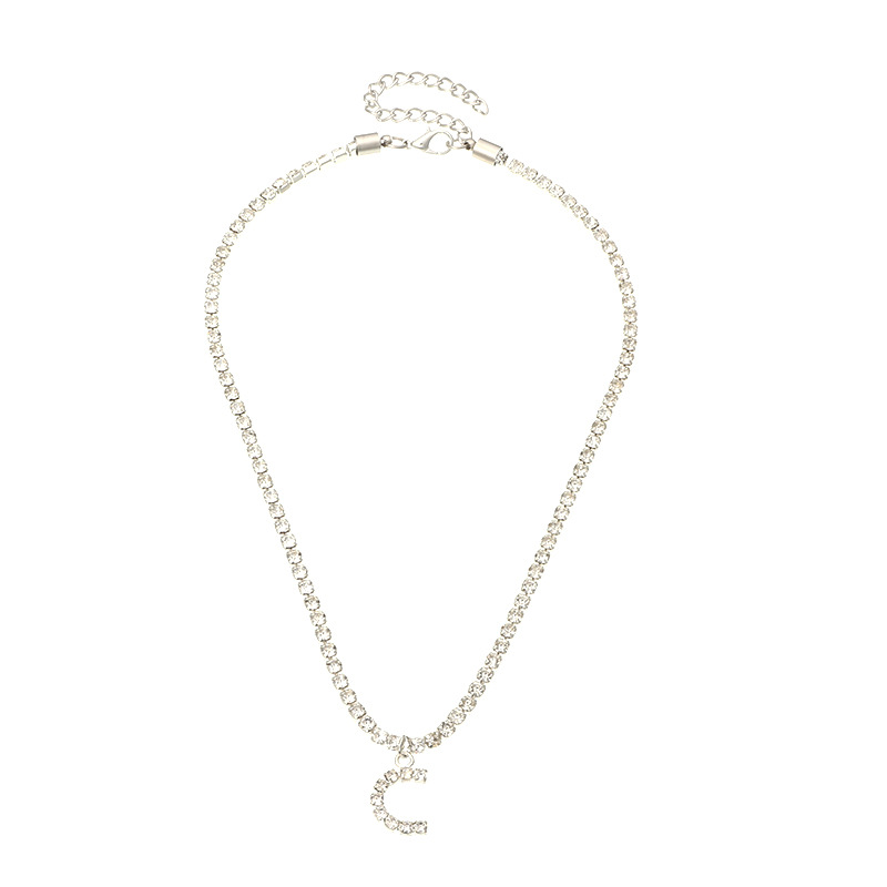 fashion new popular wild 26 English alphabet necklace full diamond choker necklace nihaojewelry whol