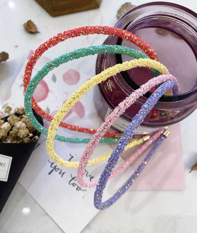 Korea Band Simple Candy Color Sequins Fine-edged Wire Headband Hair Bundle Diy Hair Hole Girl display picture 22