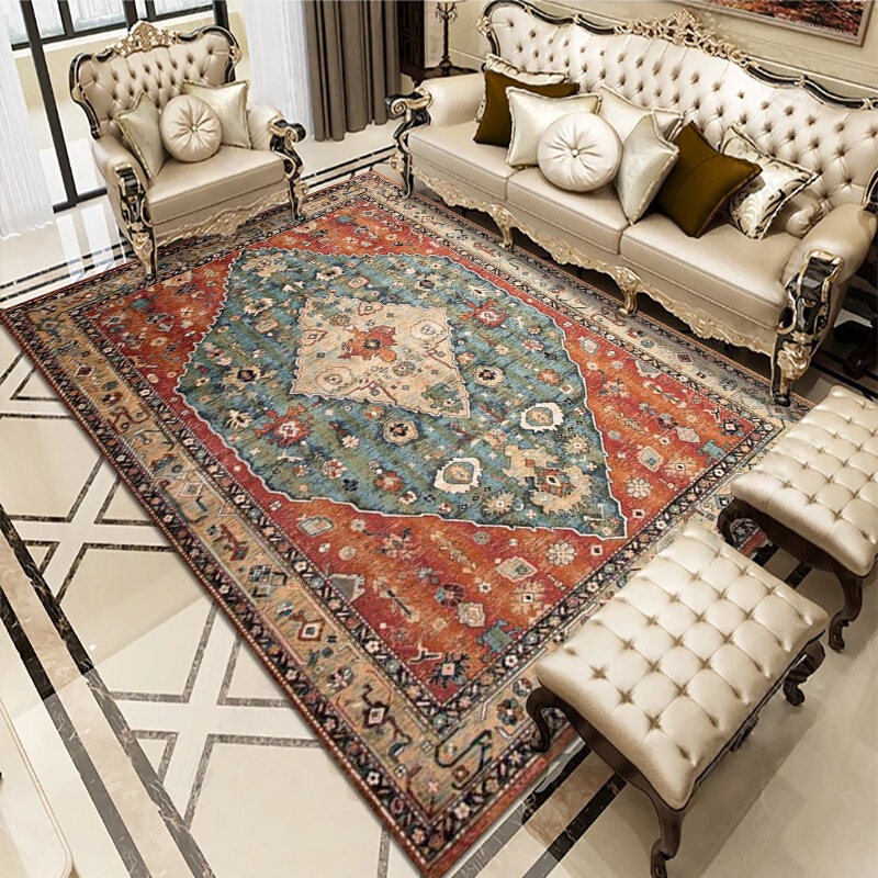 Vintage Bohemian Carpet Turkish Living Room Coffee Table Mat European-style Persian Office Carpet Floor Mat