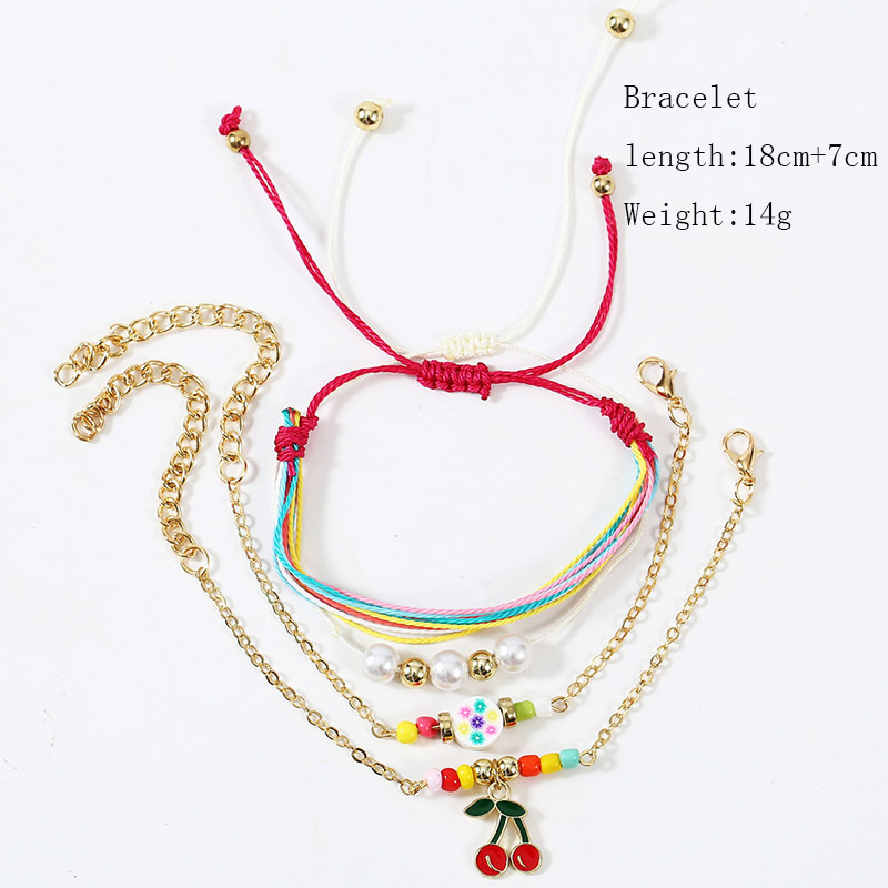 Bohemian Rope Beaded Cherry  Creative Trend Multi-layer Woven Bracelet Set display picture 1
