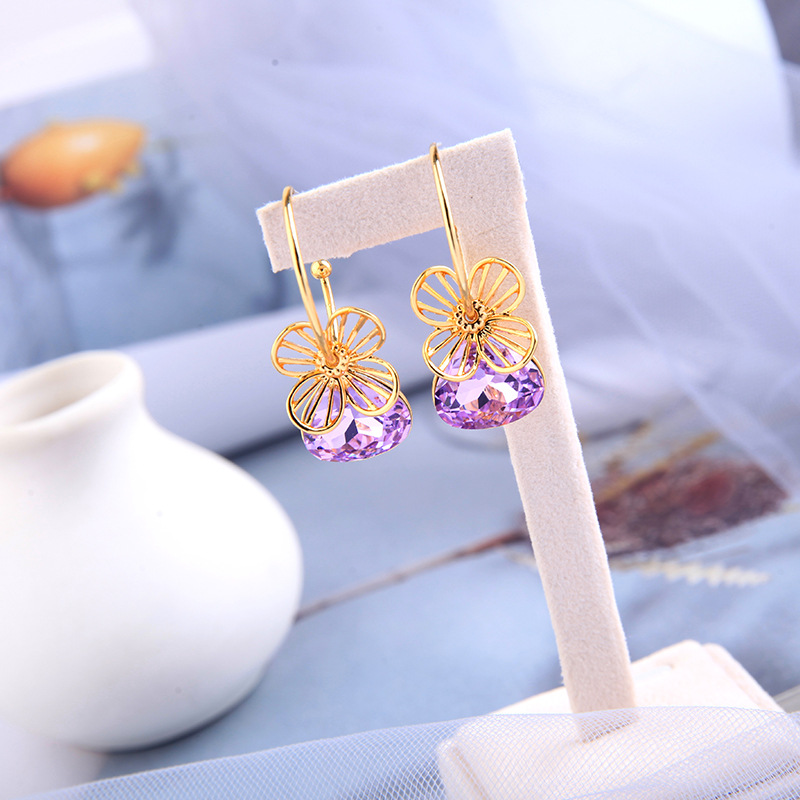 S925 Boucles D'oreilles Fleur Creuses Argentées display picture 1