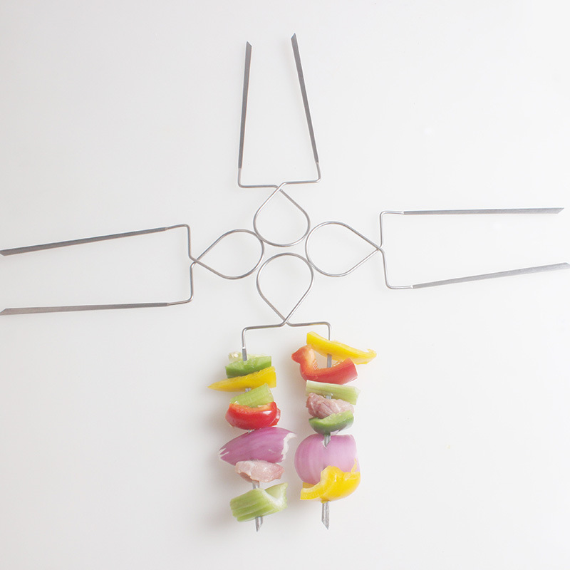 Directo de fábrica barbacoa tenedor Acero inoxidable grado alimenticio barbacoa palo en forma de U barbacoa aguja de picnic al aire libre doble aguja barbacoa tenedor