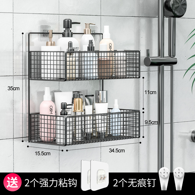 Rack de almacenamiento de baño directo de fábrica sin perforar montado en la pared de almacenamiento de hierro rack de almacenamiento de cocina y baño