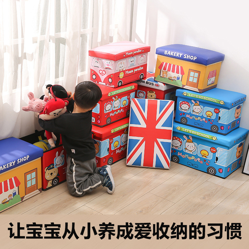 Cartoon bus, foldable storage system, capacious toy, storage box