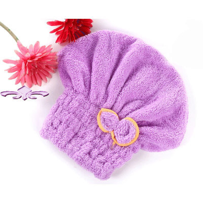Inicio sin pelusa absorbente coral vellón gorra de secado de cabello microfibra lindo arco círculo gorra de secado de cabello