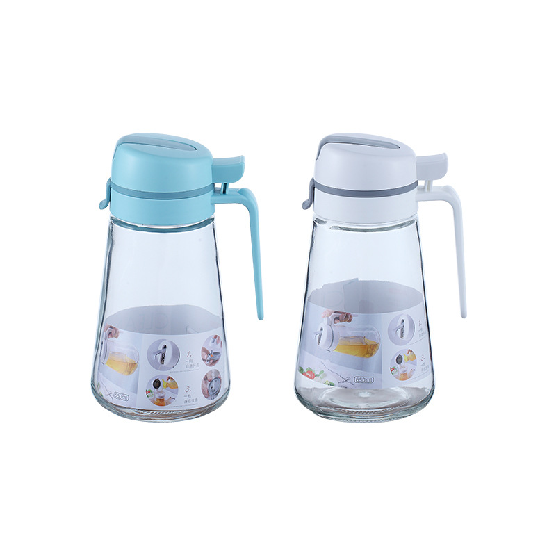 2022新款美特家玻璃油壶家用防漏自动翻盖调味瓶带盖自动开合油瓶