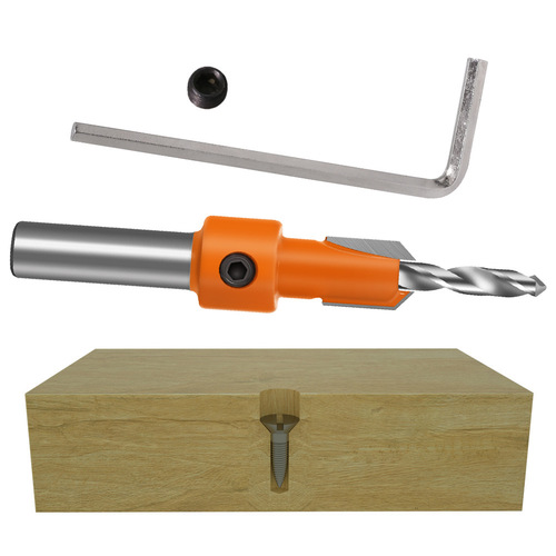 5-piece set of woodworking countersink drill, taper hole drill, alloy head screw step drill, self-tapping screw installation step drill