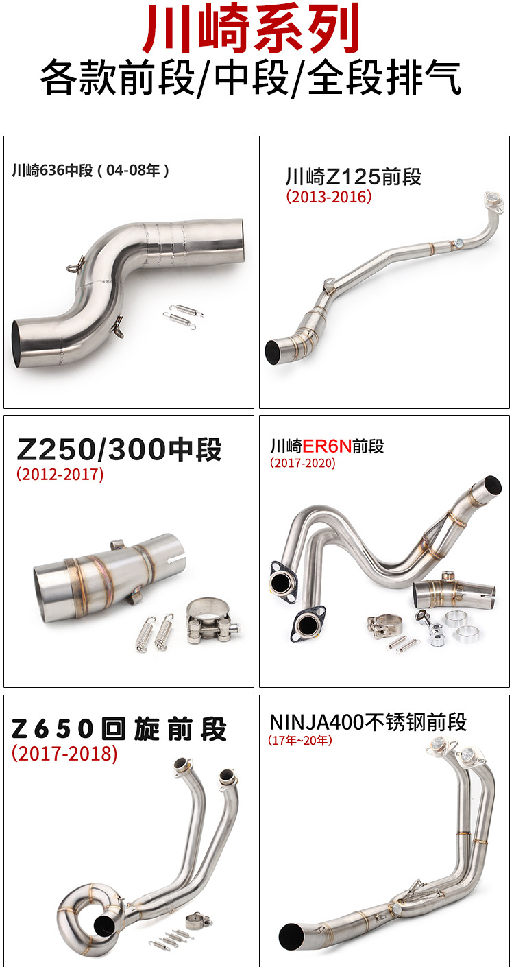 Modified Stainless Steel Front Section Suitable for Models Kawasaki 650 250 Daniel 10R Z400 Z800/900/1000