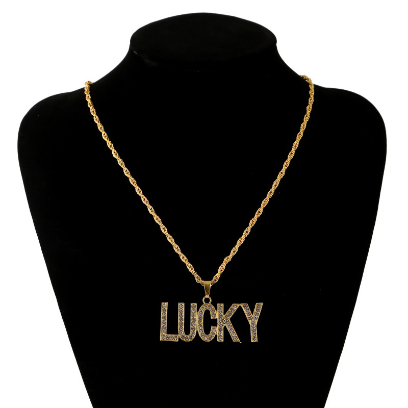 Fashion Diamond Simple Exaggerated Personality Hip-hop Lucky Alphabet Necklace Nihaojewelry Wholesale display picture 2