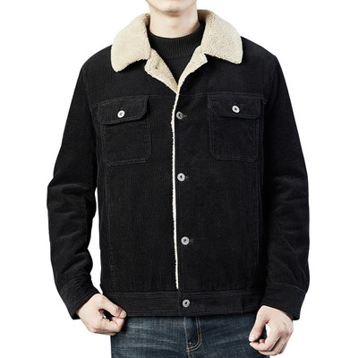 中老年休闲男装外套夹克男冬季新款爸爸父亲节灯芯绒夹克批发